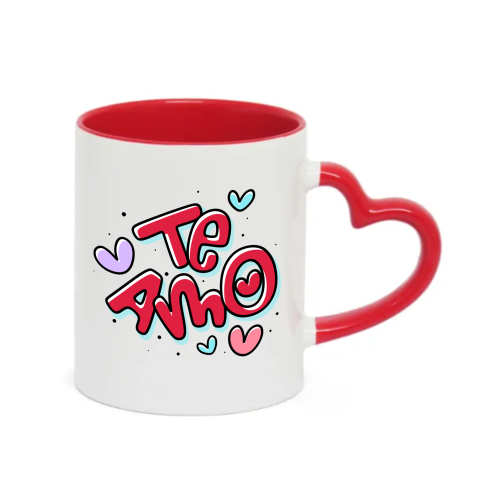 Caneca Coração e Interior Colorido Personalizada