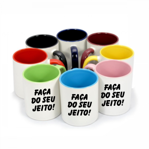 Caneca Alça e Interior Coloridos
