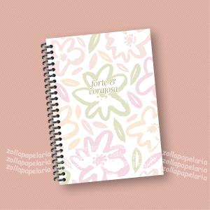 Agenda Forte e Corajosa - Flores Miolo Off Set 15x21cm Impressão Colorida Capa Dura Laminada Fechamento em Espiral 1 Dia por Página: 410 páginas | 2 Dias por Página: 230 páginas