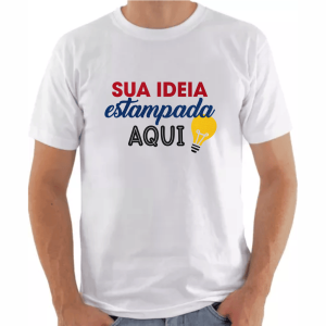Camiseta Branca Adulto (Tam. P ao GG) 100% Poliéster  Impressão Colorida Branca Sublimação Tam. da arte: 280x200mm