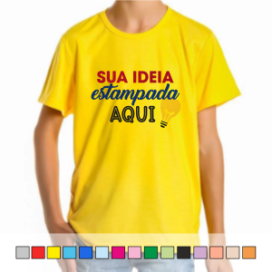 Camiseta Colorida Infantil/Juvenil 100% Poliéster  Impressão Colorida Cores Sublimação Tam. da arte: 280x200mm