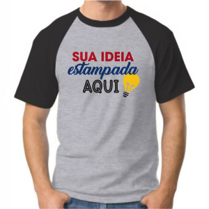 Camiseta Raglan Adulto (Tam. P ao GG) 100% Poliéster  Impressão Colorida Cores Sublimação Tam. da arte: 280x200mm