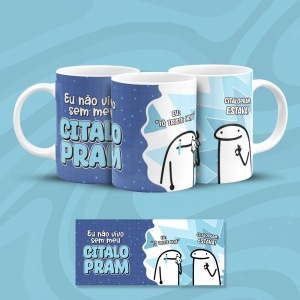 Caneca CITALOPRAM Cerâmica 325ml  Estampa Colorida  Branca Brilho 