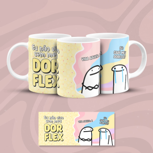 Caneca DORFLEX Cerâmica 325ml  Estampa Colorida  Branca Brilho 