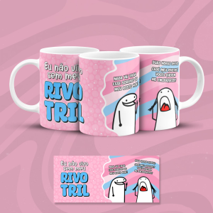 Caneca RIVOTRIL Cerâmica 325ml  Estampa Colorida  Branca Brilho 