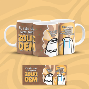 Caneca ZOLPIDEM Cerâmica 325ml  Estampa Colorida  Branca Brilho 