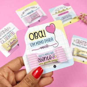 Card + Bala Personalizados Off Set 230g 6,5x9,8cm Colorido  Corte Reto Embalado 1 a 1