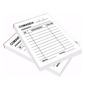 Comanda 7x10cm Off Set 75g 7x10cm Impressão Preto e Branco  Refile 