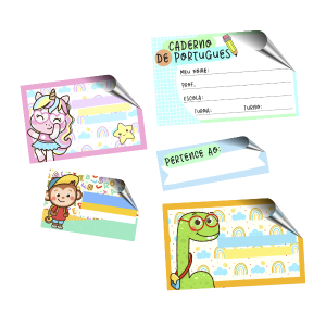 Etiquetas Escolares  Personalizado Colorido Padrão Corte Reto Personalizadas