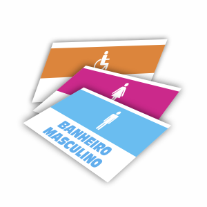 Kit 3 Placas de Sinalização 15x30cm PVC Flexível 30x15cm Impressão Colorida  Corte Reto Dupla Face no Verso