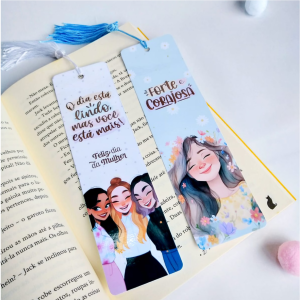 Marcador de Página Simples Papel Glossy 230g 18x5cm Frente Colorido Laminação Padrão Corte Reto 