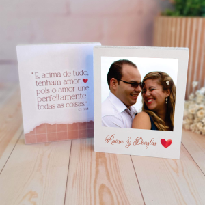 Polaroid de Mesa Legenda Personalizada Madeira de Pinus 9x12cm Impressão Colorida Papel Glossy Laminado Refile 