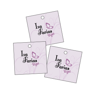 Tag Mini Padrão Couchê 250g 4x5cm Frente e Verso Verniz UV Total Frente Corte Reto Furo Padrão